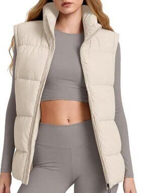 TekComShop Womens Quilted Puffer Vest Sleeveless Winter Coat Collar Zip Up